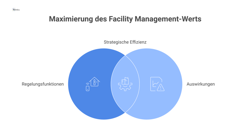 Wichtigkeits-Matrix für das Facility Management Wichtigkeits-Matrix, die Regelungsfunktionen im Facility Management mit Auswirkungen wie primärer Wirkung, negativen Effekten und KPIs vergleicht.