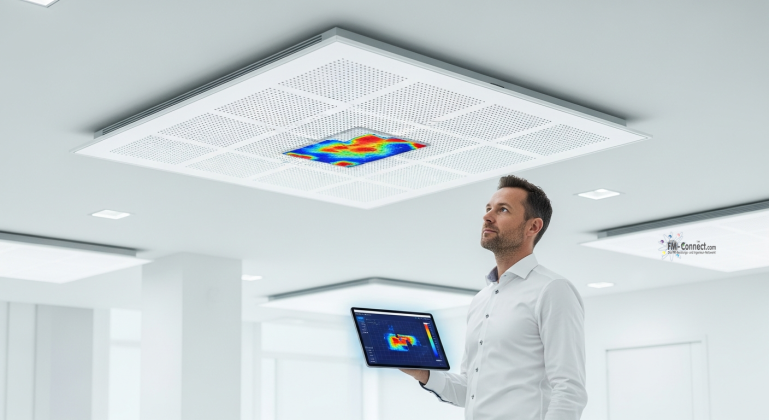 Heizflächen in der Gebäudetechnik: Übersicht über Wärmeübertragungssysteme zur Raumtemperierung. Schematische Darstellung verschiedener Heizflächen wie Radiatoren und Fußbodenheizungen zur effizienten Abgabe der Wärmeenergie an den Raum.