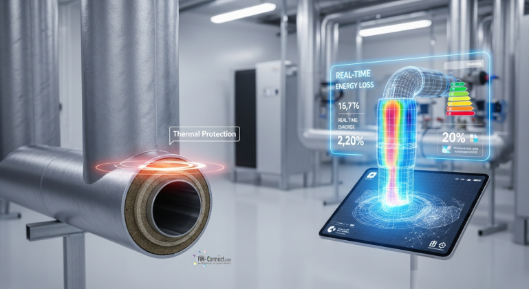 Wärmedämmung in der Heiztechnik: Effiziente Isolierung von Komponenten zur Steigerung der Gesamtenergieeffizienz der Anlage. Schematische Darstellung der Wärmedämmung an Rohrleitungen und Armaturen zur Minimierung von Energieverlusten im Verteilnetz.