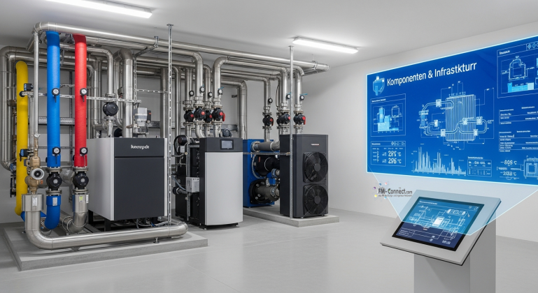 Komponenten und Infrastruktur der Heiztechnik: Überblick über das technische Zusammenspiel der Systembauteile. Zentrale Komponenten und infrastruktureller Aufbau eines Heizsystems zur effizienten Wärmeerzeugung, Verteilung und Steuerung.